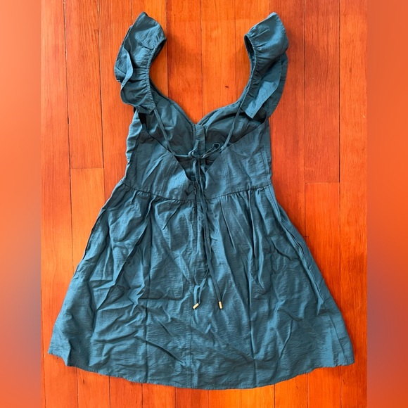 NWT Madewell Teal Ruffle Button-Front Mini Dress
- 6